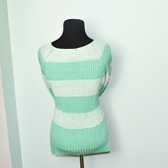 Super Cute Seafoam Green Striped Knit Top - Picture 2 of 2